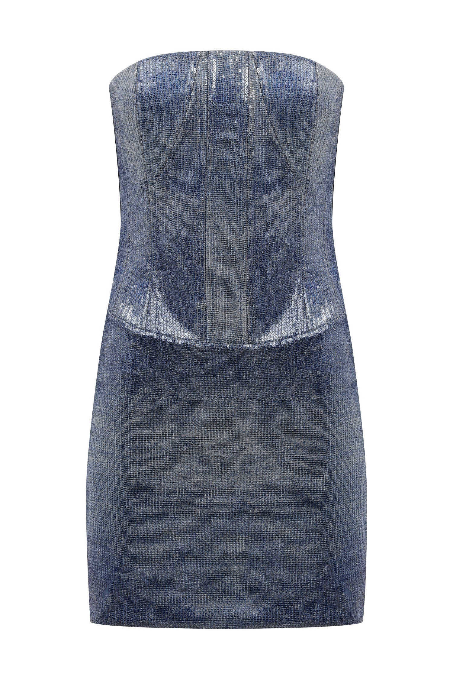 DENIM EFFECT SEQUIN CORSET DRESS – Ceren Ocak Global