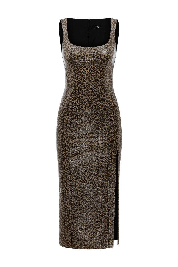 leather leopard print dress Limited Edition Leopard Divine Dress